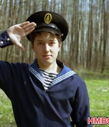 Sailor Boy getting off in the woods