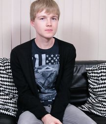 Adorable blonde twink jerks his mighty love muscle
