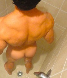 boys are washed in the shower