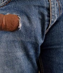 cock coming out from jeans