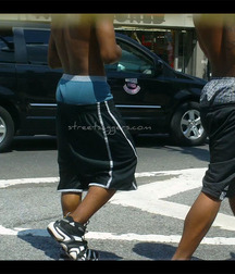 pants down, raised his underwear