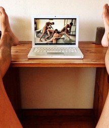 with the computer
