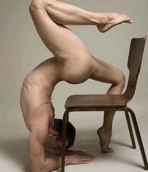 naked and upside-down