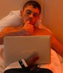 the boys play with the computer