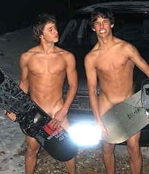 funny boys on the snow