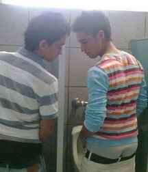 Public urinal boys straight caught