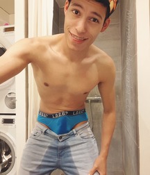 Diaper boy wetting his pants