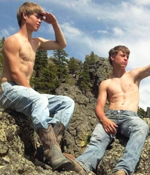 Boys in Leather and rubber boots