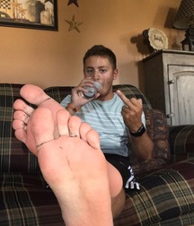 Sweaty bare feet