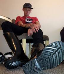 Farmboys in rubber boots