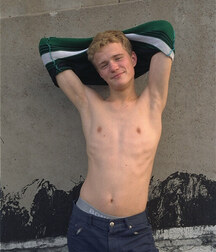 Sweet blond/ginger smooth Brit twink porn strips and cums 