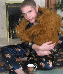 Blond twink porn with soft toy dog