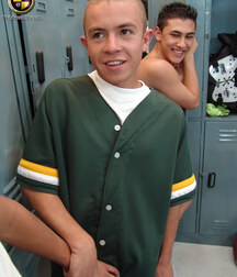 Twinks tag team the new boy in the locker room gay porn