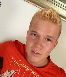 Blond Timmy wanking and cumming on sofa boys porn