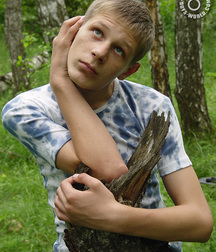 Handsome blond teen Seva shows off outdoors boys porn