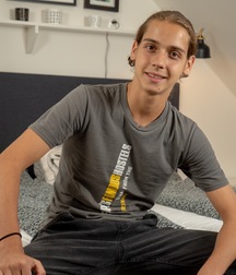 Handsome Jake, long-haired boy, shows off boys porn