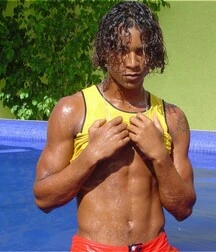 Latino hunk Ed shows off in the pool & Jerks off gay porn tube