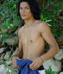 Cute long-haired Latino twink shows off outdoors boys porn