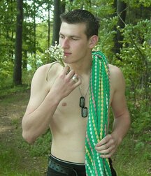 The 20 y.o. Igor takes a bath in the river and then has fun