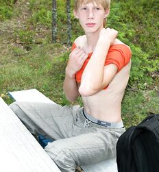 Gayboy Mark jerks off at rest area solo Gay Porn 