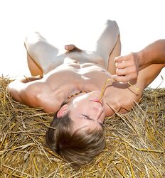 Twink Jaroslav strips on open field and jerks off solo Gay Porn 