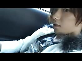 Joli asiatique dans la voiture