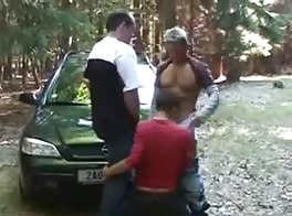 Outdoor Threesome Bare