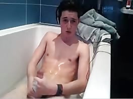 bath boy eating his own cum