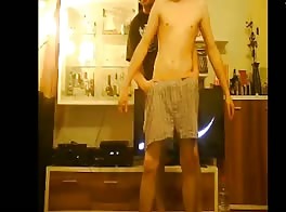 Daddy Fondles Son's Smooth Cock