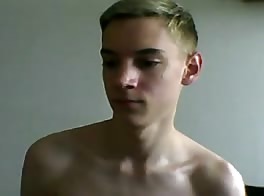 hot cute blonde19 yo wank and cum on his belly