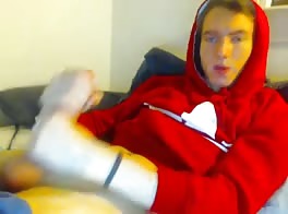 beautiful cute teen blonde wank on red sweat shirt
