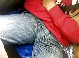 Young cute sleeping on the bus