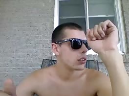 backyard boy with his sunglasses porn exposed