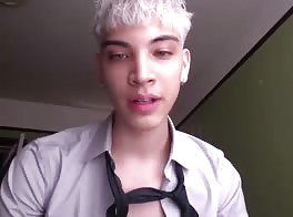 Young cute hair dyed white