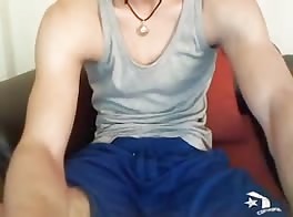Attractive guy masturbating