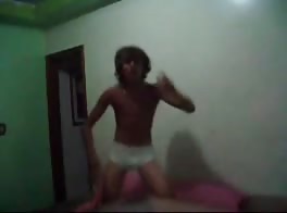 Teen dancing in his underwear