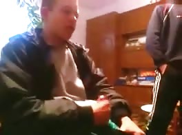 str8 lad loses bet and has to wank and cum in front of mates