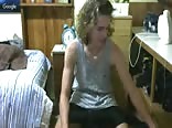 Weirdo athletic guy playing and using toys