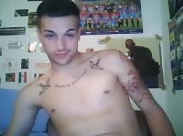 Hot guy jerks off on cam