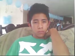 Cute Latino boy wanking, moaning and cumming on couch