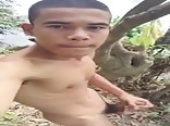 Asian Gay Twink Masturbating in the wild