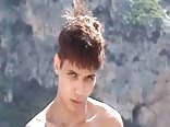 Gay boy wanking up in the mountains