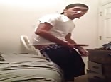 Black twink alone in his bedroom