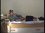 Wanking with sneakers on