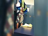 Drying off in the changing room