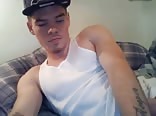 Tattoo twinks cums on cam
