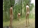 FOOTBALL BOYS IN THE WOODS