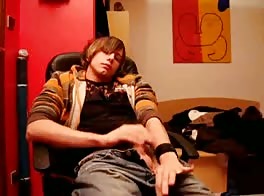 twin jerks off an tastes cum