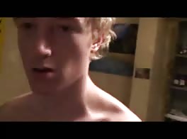 blonde wanks in his bedroom