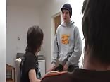 A103. Three teen boys have fun